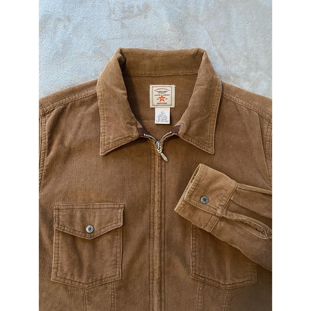 Vintage American Eagle Shacket Sz Large Brown Corduroy Zip Front 90s Y2K Grunge